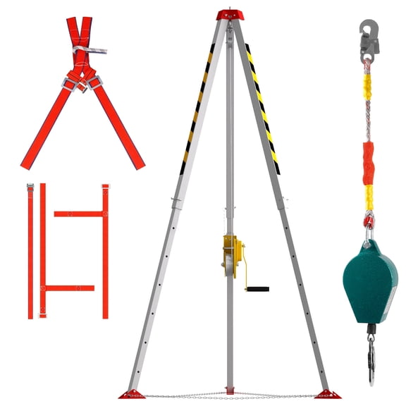 1800 lbs Safety Rescue Tripod, Confined Space Tripod Kit with Harness, Confined Space Tripod with 32.8' Fall Protection, for Underground Sewer Maintenance