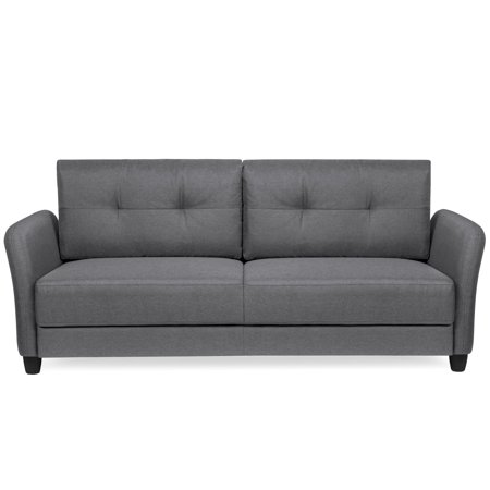 Best Choice Products 76in Linen Fabric Upholstered Contemporary Sofa Couch Lounger, Dark (Best Sofa In The World)