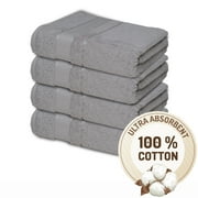 Melissa Linen, 4 Pack Washcloth, Super Absorbent, Ultra Durable Weave, Gray