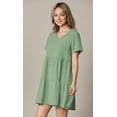 thumbnail image 2 of MBJ WDR2354 Women Short Sleeve Tunic Dress V Neck Casual Loose Flowy Swing Shift Dresses L SAGE, 2 of 6