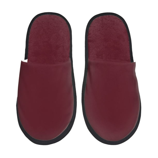 Balery Maroon Pantuflas de Casa de Felpa Silenciosas con Diseño Estampado, Zapatillas Cómodas Antideslizantes de Algodón para Interior-Medium