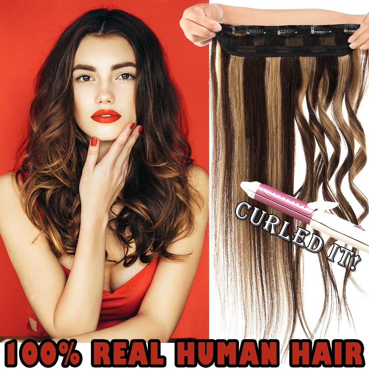 SEGO Clip in Hair Extensions Human Hair 3/4 Full Head 100% Real Remy Thick Hair Extensions Silky Straight Balayage Blonde Hair Pieces