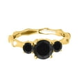 thumbnail image 2 of Aonejewelry 1 Carat Round Shape 3 Natural Black Diamond Enagagement Wedding Ring Crafted In 10K Solid Rose White and Yellow Gold For Woman, 2 of 7