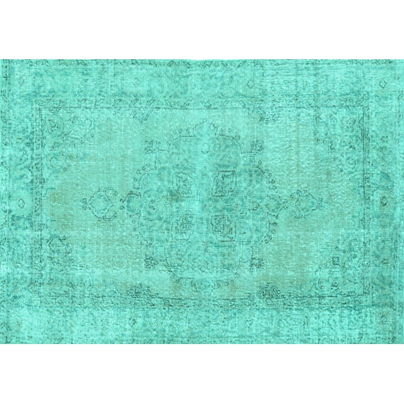 Ahgly Company Machine Washable Indoor Rectangle Persian Turquoise Blue Traditional Area Rugs, 2' x 5'