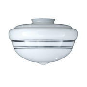 B&P Lamp® 4" Fit, 10" Diameter, 8" Height, "Schoolhouse" Shade W/Black Band