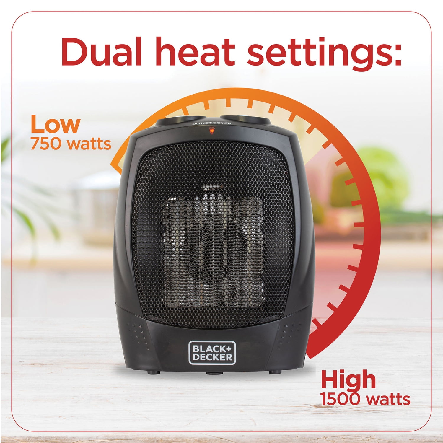 BLACK+DECKER 1,500-Watt-Max Personal Desktop Heater with Fan Setting