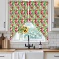 thumbnail image 4 of Tropical Leaves Kitchen Window Curtains, Swag Curtains Valance for Bedroom Living Room Bathroom, Summer Green Pink Flower Floral Rod Pocket Window Treatment Curtain Block Drapes 2 Panels 36"x36", 4 of 9