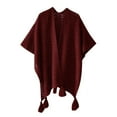 thumbnail image 3 of Oplxuo Women's Shawl Wraps - Knitted Hollow Cardigans - Casual Poncho Cape Open Front Sweater with Tassels, 3 of 4