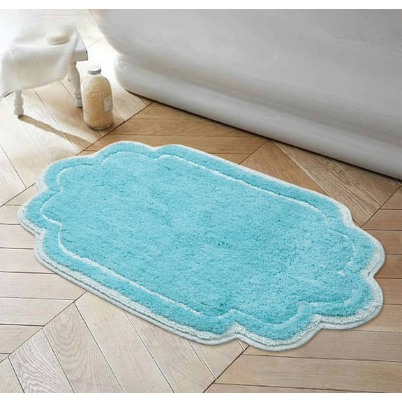 Home Weavers Allure Collection Bathroom Rug 100% Cotton Tufted Bathroom Rug, Soft & Absorbent Bath Rugs, Non-Slip Bath Rug, Machine Wash Dry Bath Mats - 24"x40" Bath Rug, Turquoise
