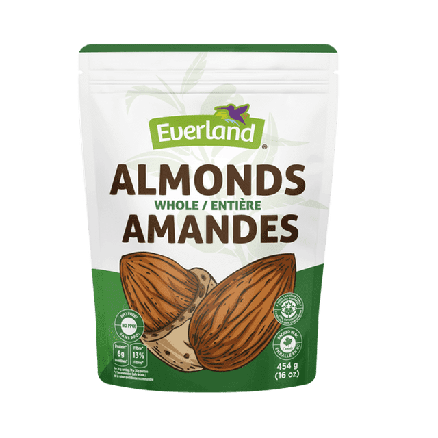 Everland Whole Almonds, 100% Natural, 454g, Raw Snack Nuts, High Protein