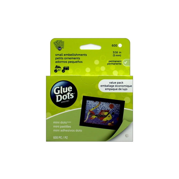 Glue Dots Permanent Mini 3/16" Value Pack 600pc