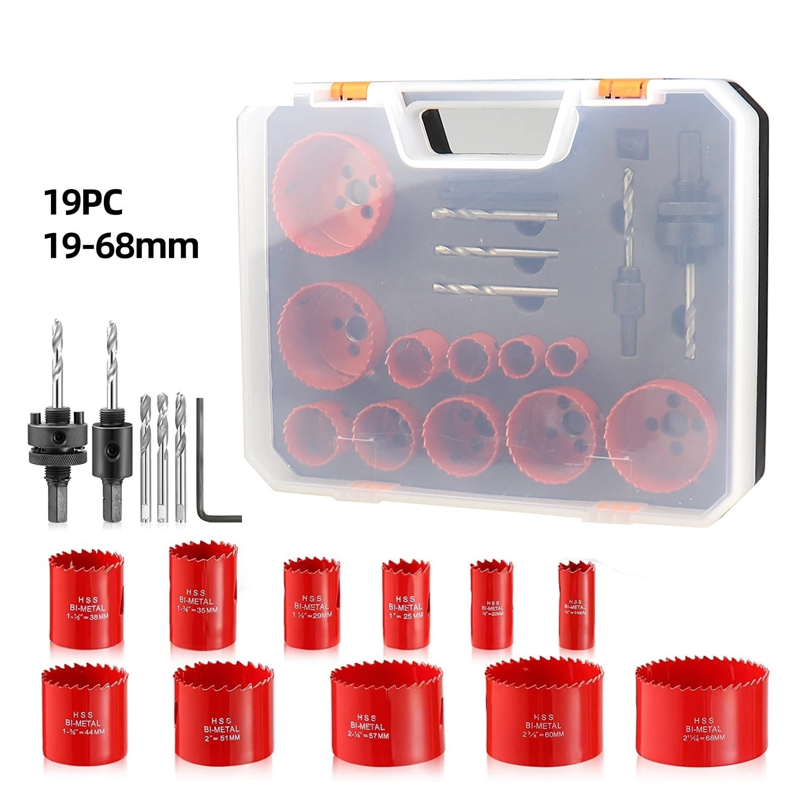 19Pcs Hole Saw Kit 19-68mm M42 Bi-Metal Hole Saw Cutter Drill Bits Set For Drilling Wood Drill ,Safety and Durable
