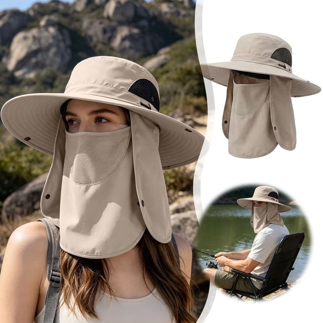 Tong Chapeau de Soleil Détachable pour le Visage Chapeau de Soleil pour le Cou Chapeau d'Extérieur Léger et Respirant Chapeau de Soleil Convenant à la Randonnée