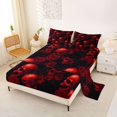 thumbnail image 2 of Homewish Spooky Halloween Skull Bed Sheets,Crimson Rose Pattern Full Size Sheets,Black Red,4pcs,1 Flat Sheet,1 Fitted Sheet and 2 Pillowcases, 2 of 6