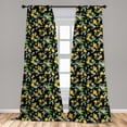 thumbnail image 5 of Ambesonne Tropical Curtains, Flowers Leaves Lemons Art, Pair of 28"x84", Peacock Green Marigold, 5 of 5