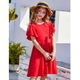 thumbnail image 6 of Oudiya Girls Butterfly Sleeve Summer Dress A-Line Casual Swing Twirl Skater Dress with 2 Pockets for Kids, 7Y, 6 of 9