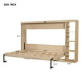 thumbnail image 4 of Full Size Murphy Bed with Storage Bookshelf, Farmhouse Murphy Cabinet with Foldable Panel, Space Saving Wall Bed Chest Bed for Guest Bedroom, Office, Natural, 4 of 8
