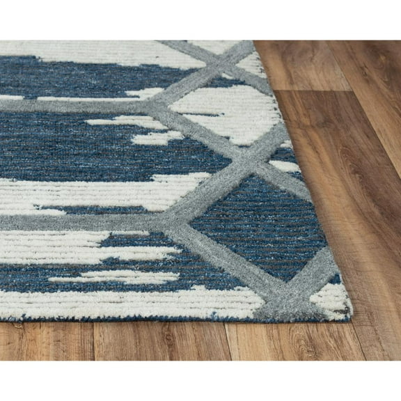Alora Decor Honey 7'6"x9'6" Geometric Blue/Ivory Hand-Tufted Area Rug