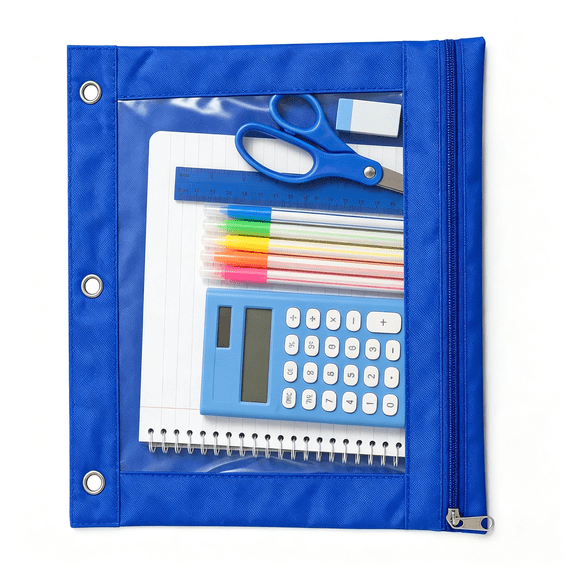 Dvjoy Pencil Pouch for 3 Ring Binder, Clear, 9x10.5 Inch, Dark Blue | Big Capacity 3 Ring Binder with 3 Reinforced Grommets Pencil Pouch Clear 9x10.5 3 Ring