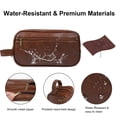 thumbnail image 3 of Neceser de viaje HEWTHM de piel sintética resistente al agua, color marrón, 3 of 7