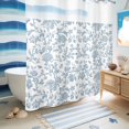 thumbnail image 5 of No Hook Shower Curtain, Light Blue Flower Shower Curtains for Bathroom with See Through Top Window, Vintage Farmhouse Boho Leaf Spring Waterproof & Washable Bath Curtain 66"x72", 5 of 9