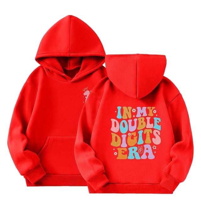 Double Digits Birthday Hooded Sports Jacket For Girls Athletic Pullover Sweatshirt With Front Pocket