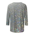 thumbnail image 4 of Plus Size Womens Tops Fashion Glitter Print 3/4 Sleeve T Shirts Going Out Casual Basic Tees Blouses, 4 of 5