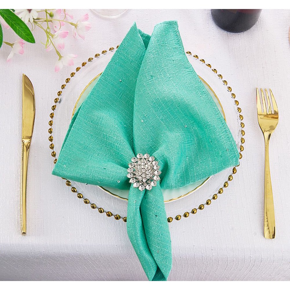 Wedding Linens Inc. (10 pcs) 20" x 20" Sequin Paillette Poly Flax