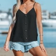 thumbnail image 4 of Wycnly Womens Tank Tops Summer Solid V-Neck Sleeveless T Shirts Casual Button Down Linen Plus Size Strap Vest Blouses Black xxxl Under $5, 4 of 7