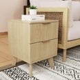 thumbnail image 5 of Fluted Nightstands Set of 2, Mid Century Modern 2 Drawer Dresser for Bedroom, Small Night Stand Side Table End Table with Wood Drawer Storage for Bedroom Closet, Natural, 5 of 15