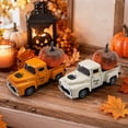 thumbnail image 3 of Halloween Vintage Farmhouse Pumpkin Truck Decor, 5.7 Inch Mini Harvest Metal Farm Truck with Pumpkin, Fall Thanksgiving Halloween Tiered Tray Display & Home Decor (Orange), 3 of 5