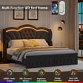 thumbnail image 2 of Hiphuta Modern King Bed Frame with 2 Drawers, LED Lights Platform Bed Frame, Sturdy Beds Frame with Upholstered Button Tufted Headboard, Velvet Gray, 2 of 7