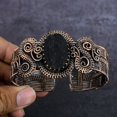 thumbnail image 2 of Natural Black Tourmaline Gemstone Copper Wire Wrap Cuff Bangle Adjustable, 2 of 4