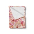 thumbnail image 2 of Dahlia Flower Soft Flannel Fleece Throw Blanket, Double Apple Blossom with Overlap Axis and Twist Bluntly Circle Pompons, Cozy Plush for Indoor and Outdoor Use, 50" x 70", Pink Yellow, by Ambesonne, 2 of 6
