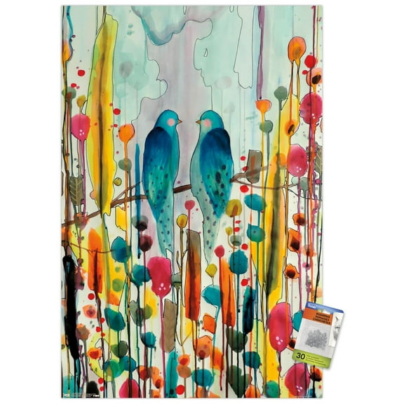 SylVie Demers - Birds Wall Poster with Push Pins, 22.375" x 34"
