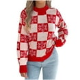 thumbnail image 2 of Dgankt Sweaters for Women Fall and Winter Christmas Plaid Lantern Long Sleeve Pullover Sweater Top,Size S-L, 2 of 9