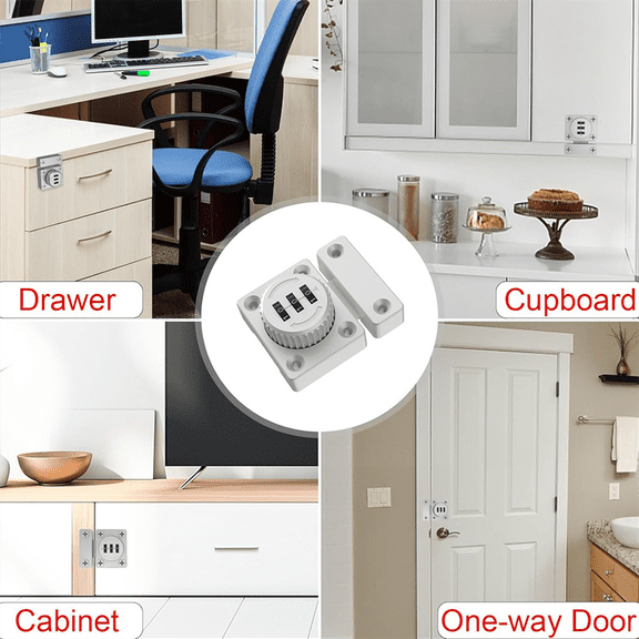Cabinet Door Latch Keyless Combination Lock Cabinet Mechanical 3-Digit Passcode Cabinet Lock for Kitchen Cabinet Silver