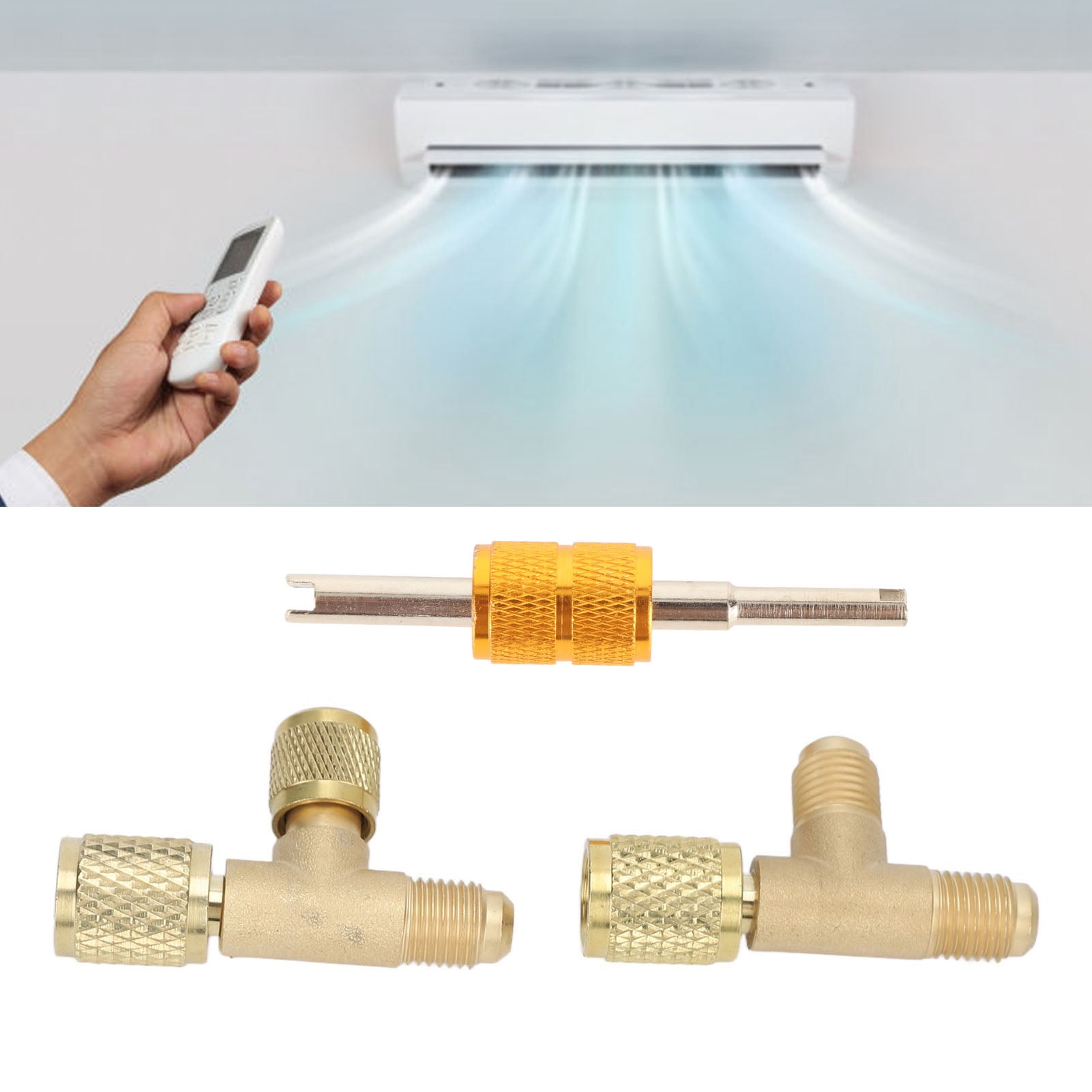 Brass Tee Adapter, Rustproof Quick Coupler Access Tee Leakproof 1/4SAE Interface Better Fluoride Effect  For Vacuum Gauge