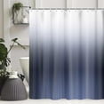 thumbnail image 6 of Ombre Navy Blue Fabric Shower Curtain Sets with Shower Curtain Hooks, Waterproof Washable Cloth Navy Blue and White Farmhouse Modern Shower Curtains for Bathroom, 6 of 7