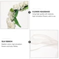 thumbnail image 2 of Raindrops White Flower Crown with Floral Ribbon Tie Wrist Band for Wedding Festivals, 2 of 6