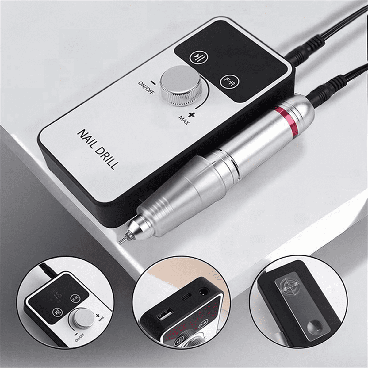 45000RPM Electric Nail Drill Machine Rechargeable Nail File Nails Accessories Gel Nail Polish Sander Low Noise