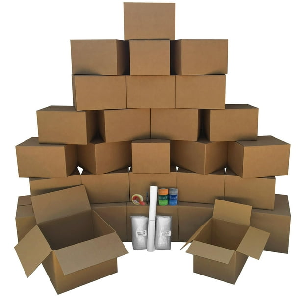 uBoxes Moving Boxes - 2 Room Bigger Smart Moving Kit - 28 Boxes ,Tape