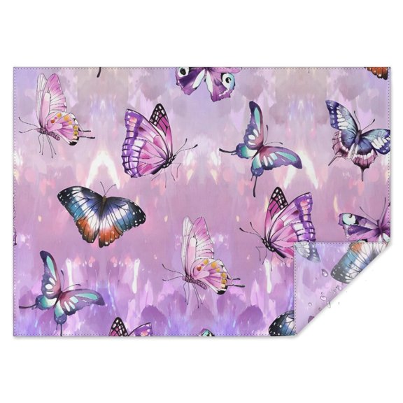 Purple Butterfly Pattern Rectangle Tablecloth 60"x84",Waterproof Polyester Rectangle Table Cloth, Wipeable Spillproof Polyester Tablecloth for Dining, Camping, Indoor and Outdoor