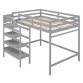 thumbnail image 5 of Full Size Loft Bed,Loft Bed Frame with Built-in Storage Staircase and Guardrail,Gray, 5 of 7