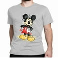 thumbnail image 2 of Watercolor Mickey Minnie Mouse Graphic Design Casual Short Sleeve Unisex Shirt (Mickey-Gray-2X Large), 2 of 6