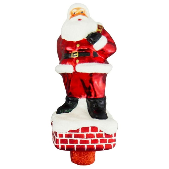 Christmas Treetop - Decorated Glass Treetop from Christmas by Krebs - Handmade Seamless Holiday Decorations for Trees (9" Santa Treetopper)