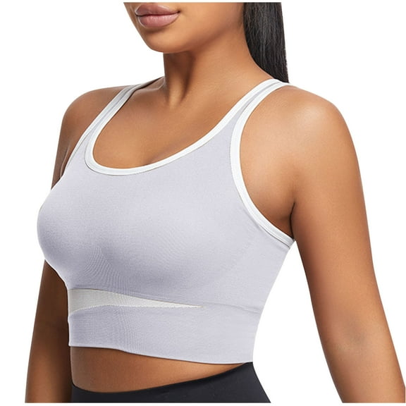 AherBiu Sports Bras for Women High Support Wireless Stretchy Crossover Back Athletic Bra Tops Activewear