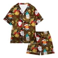 thumbnail image 2 of Elegyee Girls Thanksgiving Turkey Pajamas Satin Button Down Shirt Shorts PJs(2-13 Years), 2 of 4