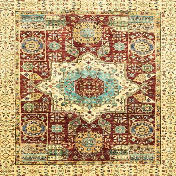 Ahgly Company Indoor Square Abstract Red Abstract Area Rugs, 7' Square