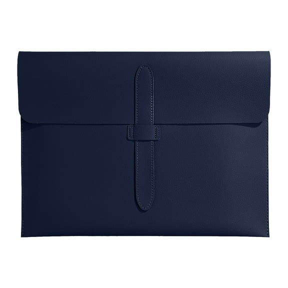 A4 Leather File Holder Waterproof Document Portfolio Business Folder with Magnetic Snap for Office Organization, Deep Blue PU Leather Bag for Professionals